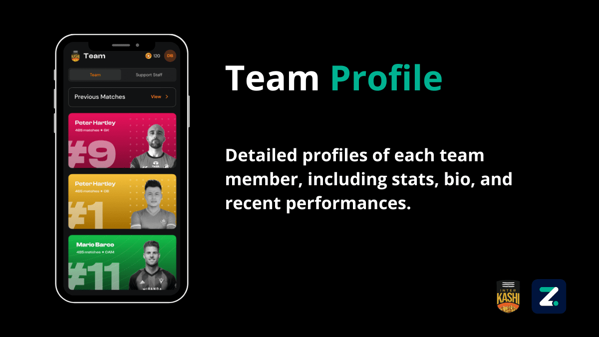 InterKashi Football Club App Team Profile built by ZenDot