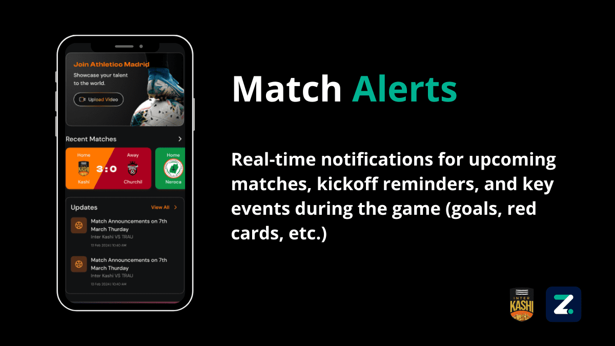 InterKashi Football Club App Match Alerts built by ZenDot